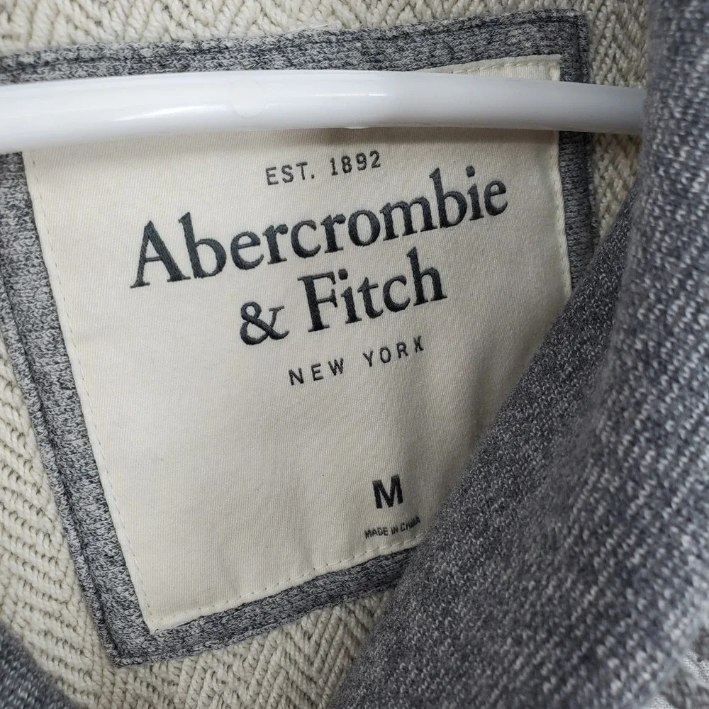 Abercrombie‎ Fitch Men Gray Herringbone Shawl Collar Cardigan Sweater Y2K Medium